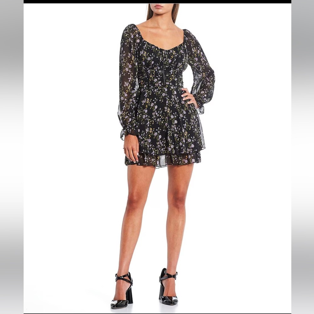 Allison & Kelly Long Sleeve Corset Floral Print Fit & Flare Dress